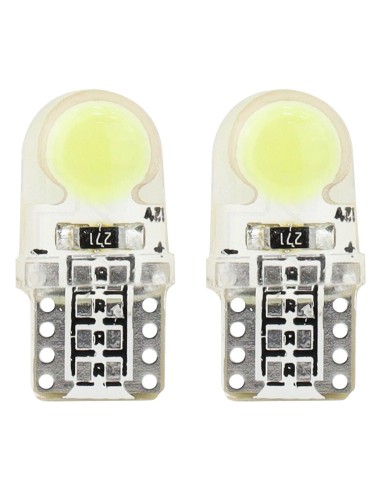 Set 2 bec led auto W5W T10 cu 2xCOB 12v