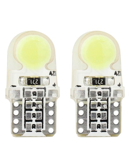 Set 2 bec led auto W5W T10 cu 2xCOB 12v