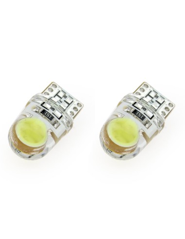 Set 2 bec led auto W5W T10 cu 2xCOB 12v