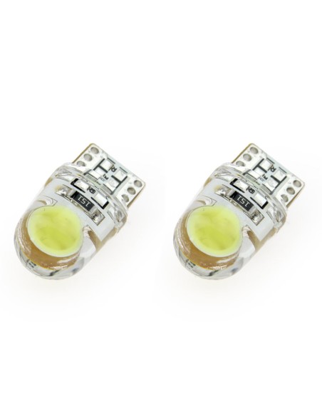 Set 2 bec led auto W5W T10 cu 2xCOB 12v