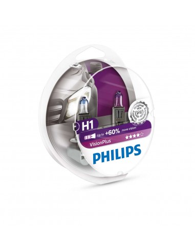 Set 2 becuri auto Philips H1 VisionPlus +60% 12V 55W