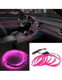 Fir neon auto electroluminiscent El Wire 2m cu lumina Roz...