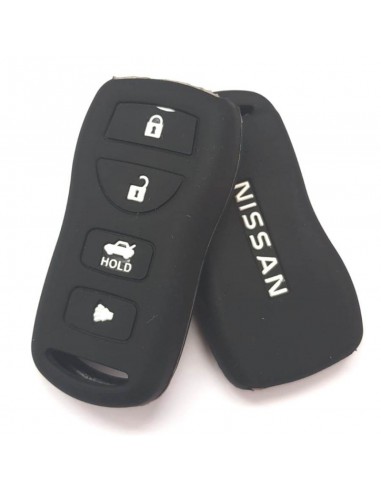 Husa cheie auto din silicon Nissan cu 3 butoane + 1 buton de panica Negru