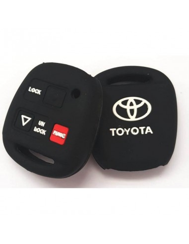 Husa cheie auto din silicon Toyota cu 2 butoane + 1 buton de panica Negru
